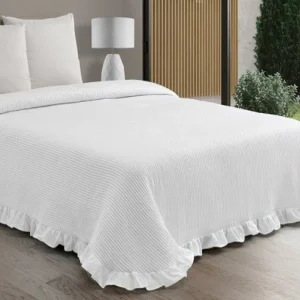 Cojín Jacquard Algodón Blanca con Volante