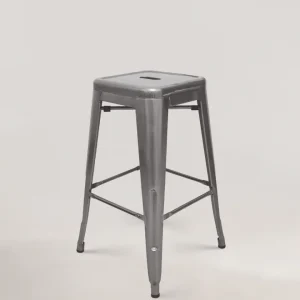 Taburete Alto LIX de metal gris cristal