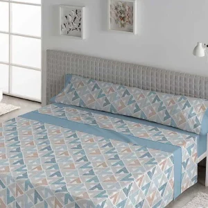 JUEGO DE SABANAS TELA ANTIA AZUL KARAMELO